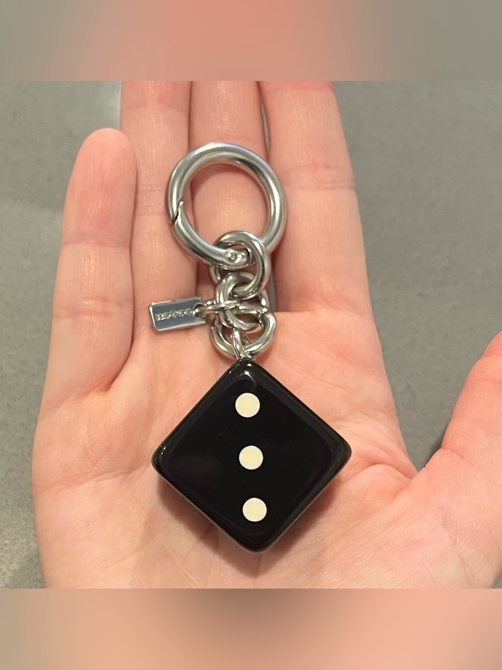Coach Bag Charm Dice In Silver/Black/White!